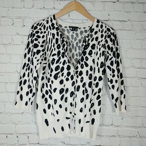 CYRUS Black and white rhinestone beaded cardigan